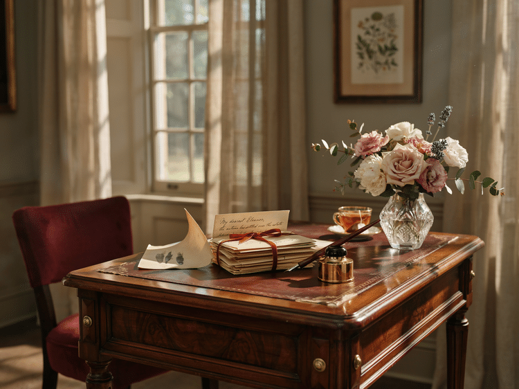 Photo of desk with letters on